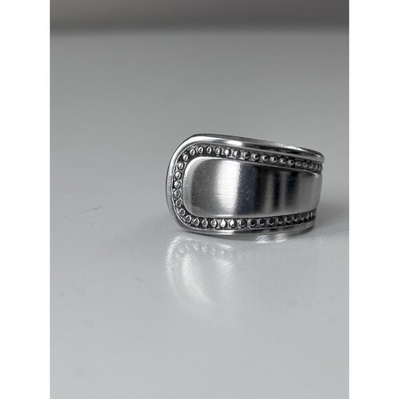 Spoon ring wrap ring size 8 silverware band statement ring hippie boho - Picture 2 of 6